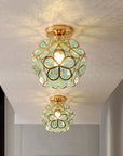 Design Floral Style Glass Hall Ceiling Lamp