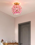 Design Floral Style Glass Hall Ceiling Lamp