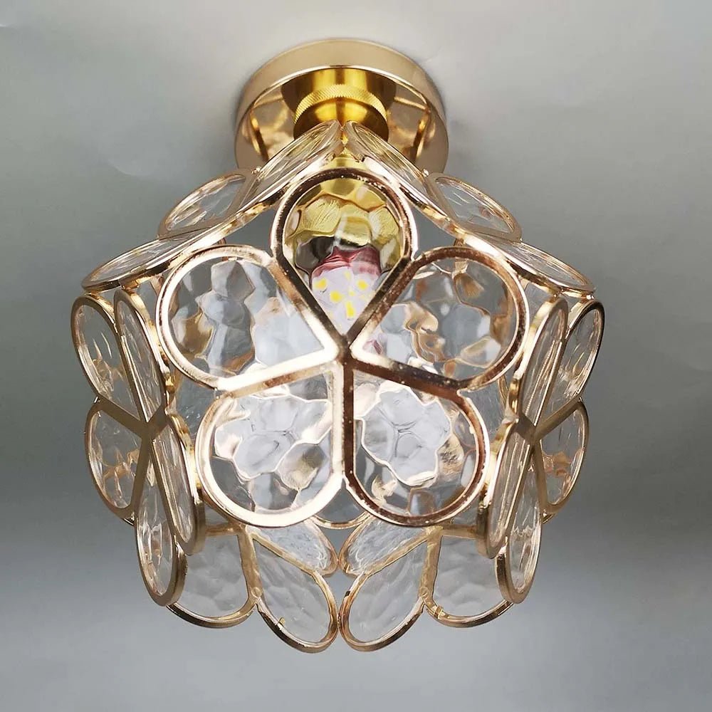 Design Floral Style Glass Hall Ceiling Lamp