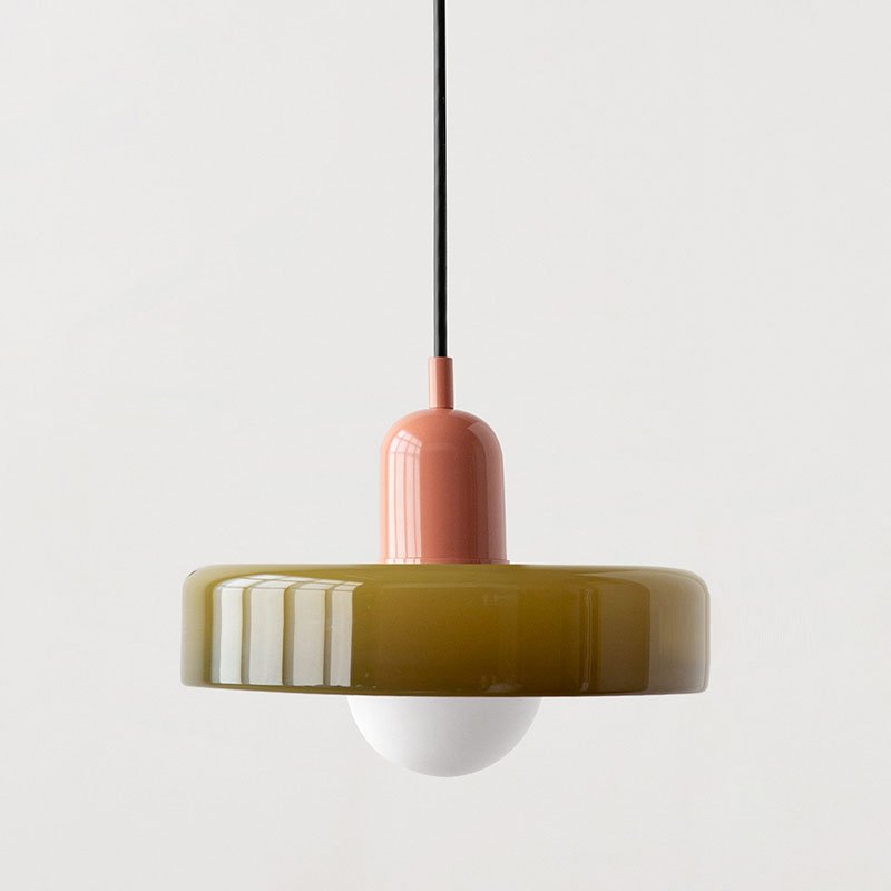 Lampe à suspension en verre coloré Bauhaus