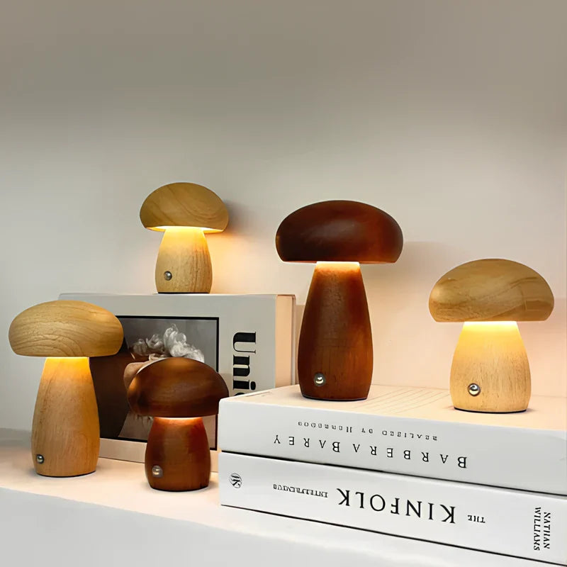 Lumishroom™ Tischlampe aus Holz