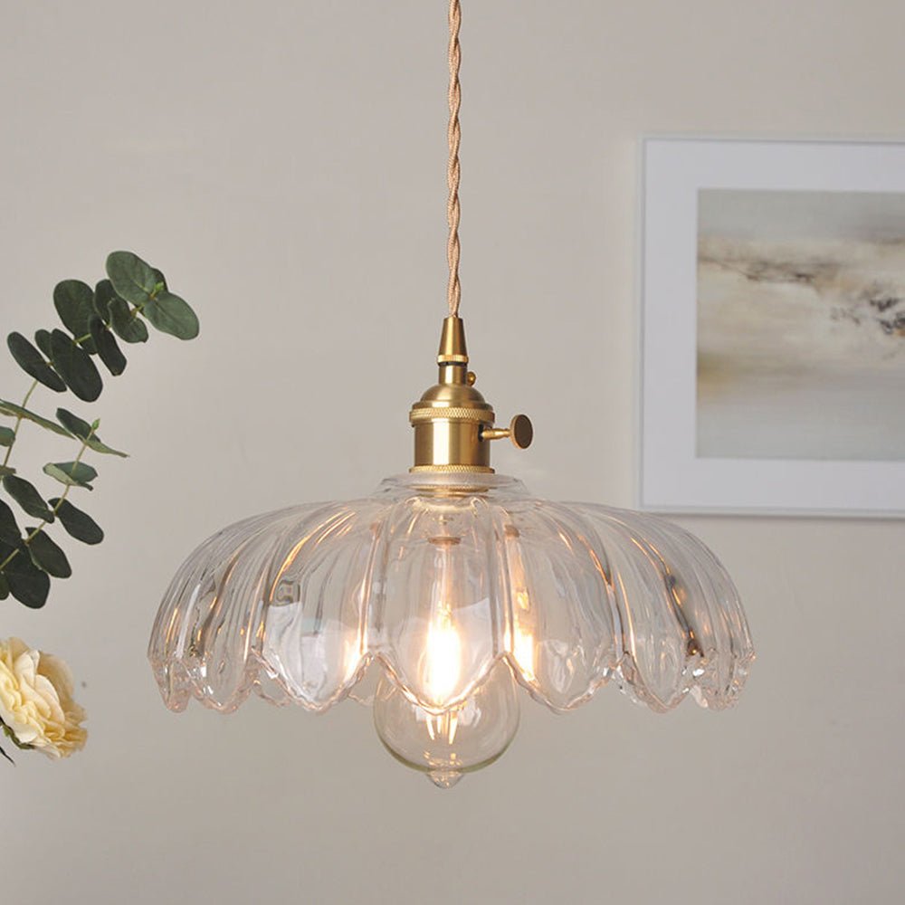 Suspension vintage fleur en verre