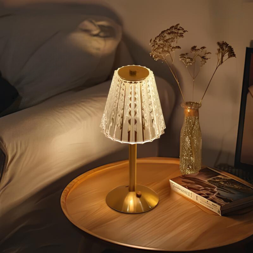 Goldene Kristall-Tischlampe