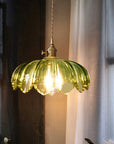 Vintage glass flower pendant lamp