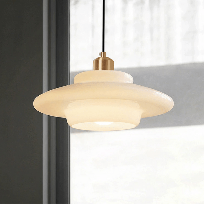 Lampe à suspension en verre blanc