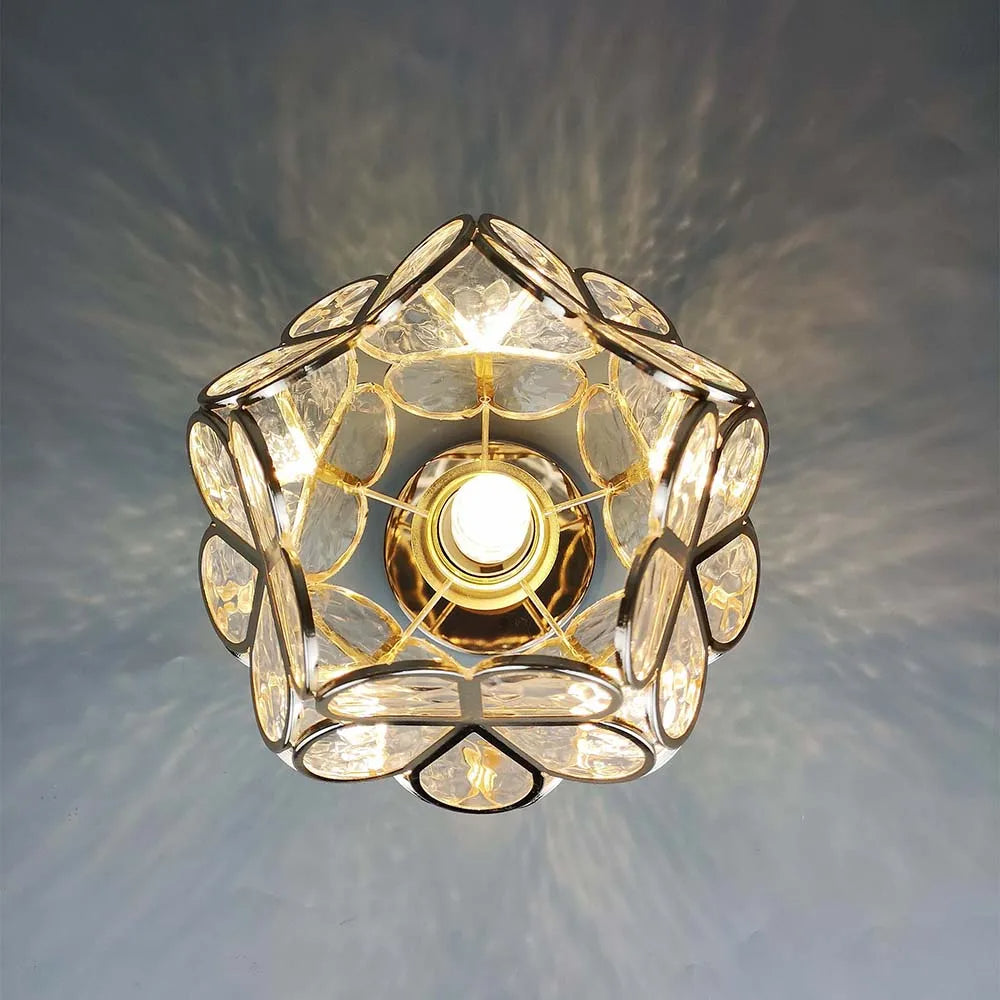 Design Floral Style Glass Hall Ceiling Lamp