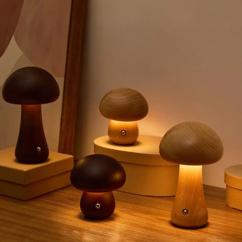 Lumishroom™ Tischlampe aus Holz