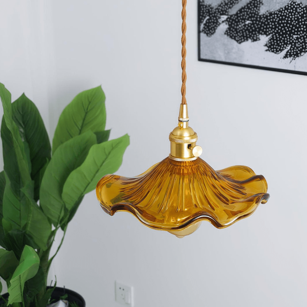 Hibiscus Flower Glass Pendant Light
