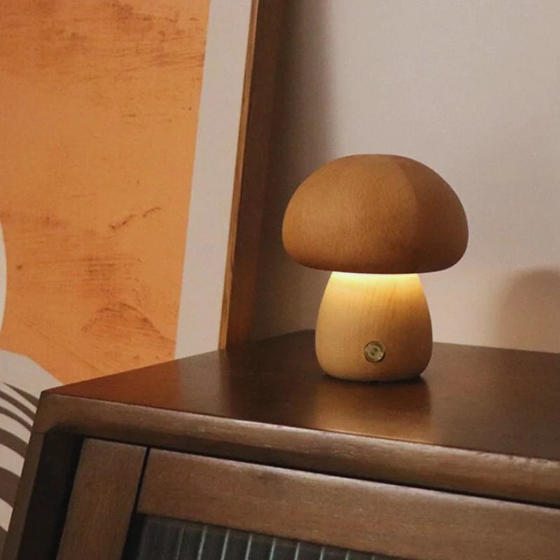 Lumishroom™ Tischlampe aus Holz