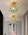 Design Floral Style Glass Hall Ceiling Lamp