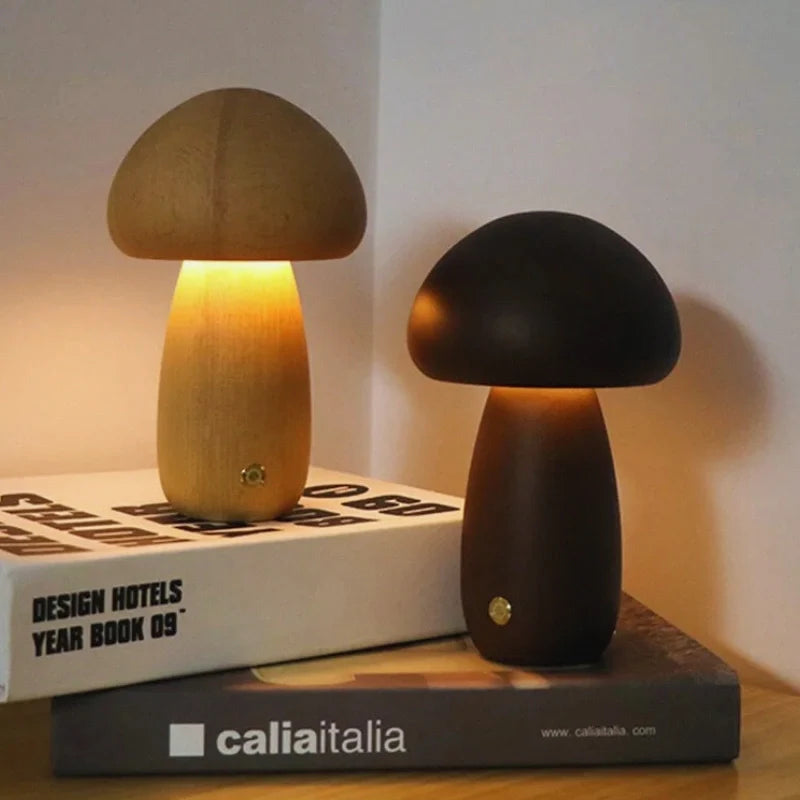 Lumishroom™ Tischlampe aus Holz