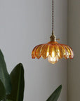 Vintage glass flower pendant lamp