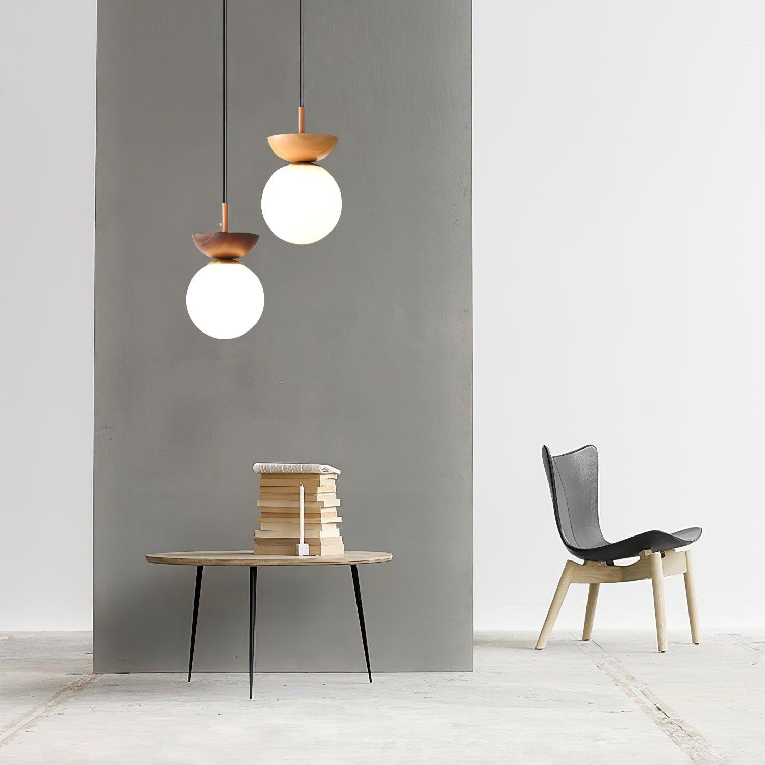 Wooden Globe Pendant Lamp