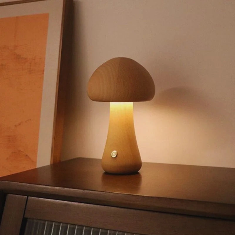Lumishroom™ Tischlampe aus Holz