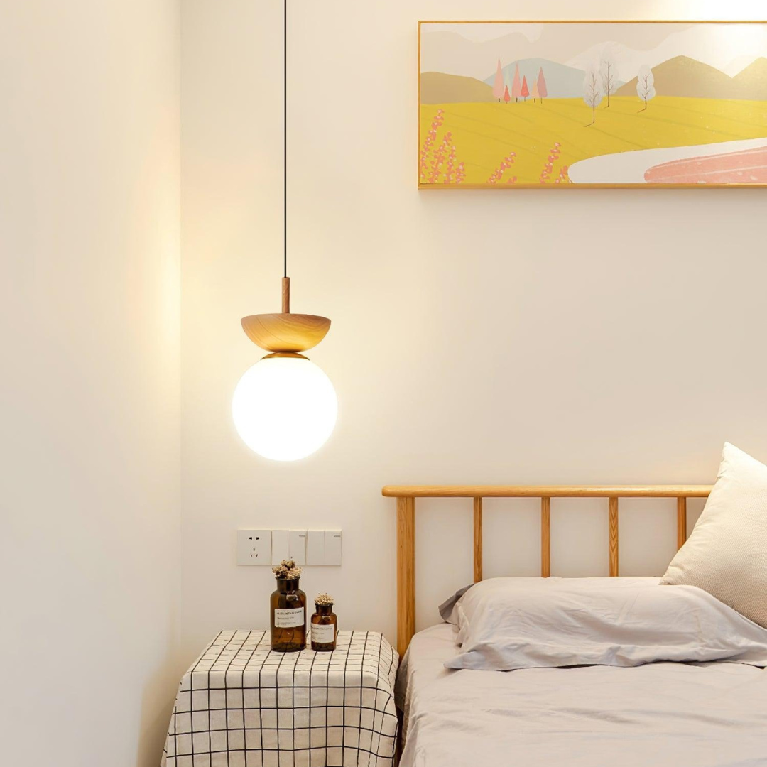 Wooden Globe Pendant Lamp
