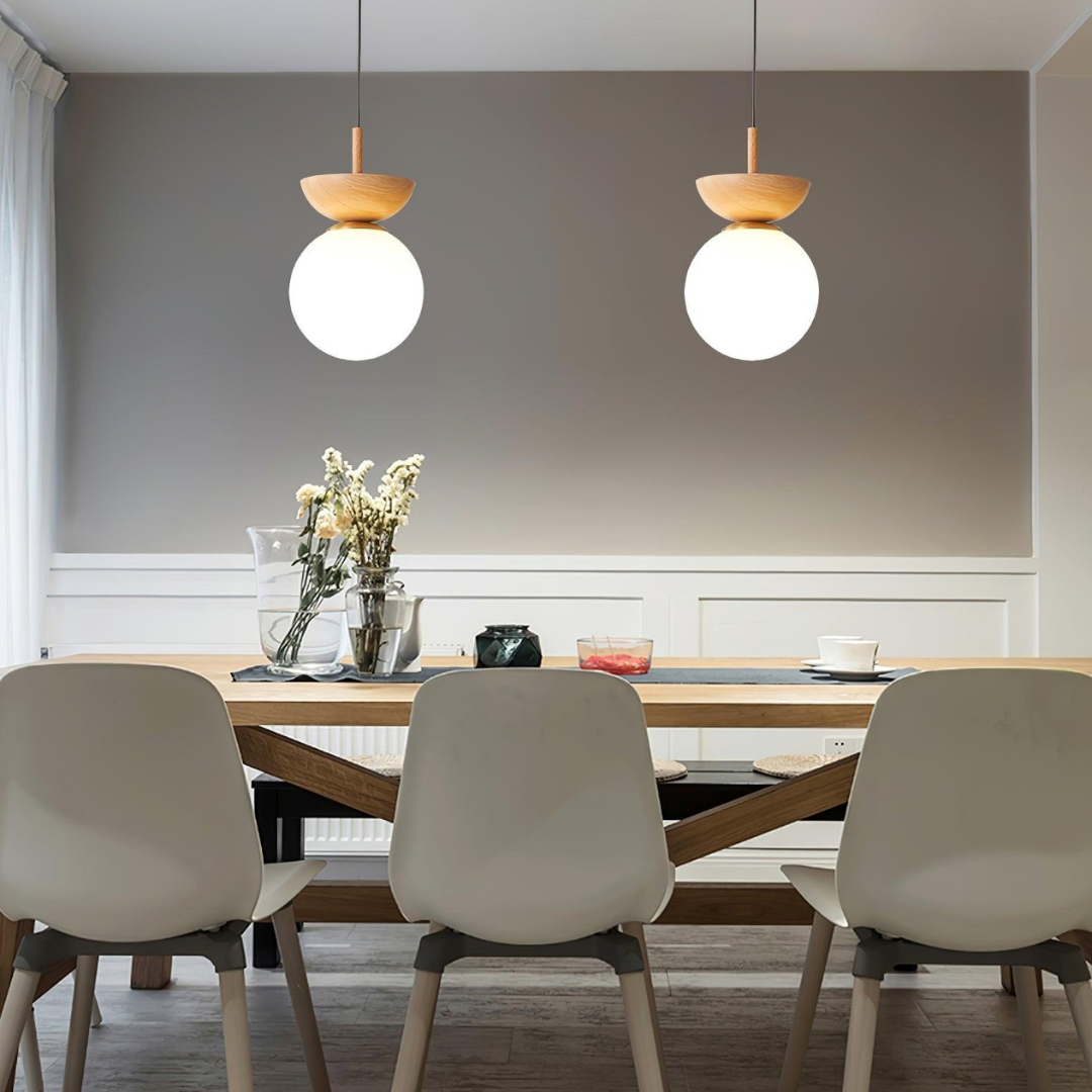 Wooden Globe Pendant Lamp