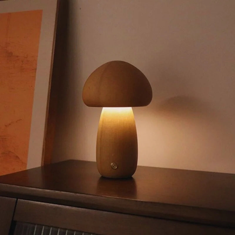 Lumishroom™ Tischlampe aus Holz