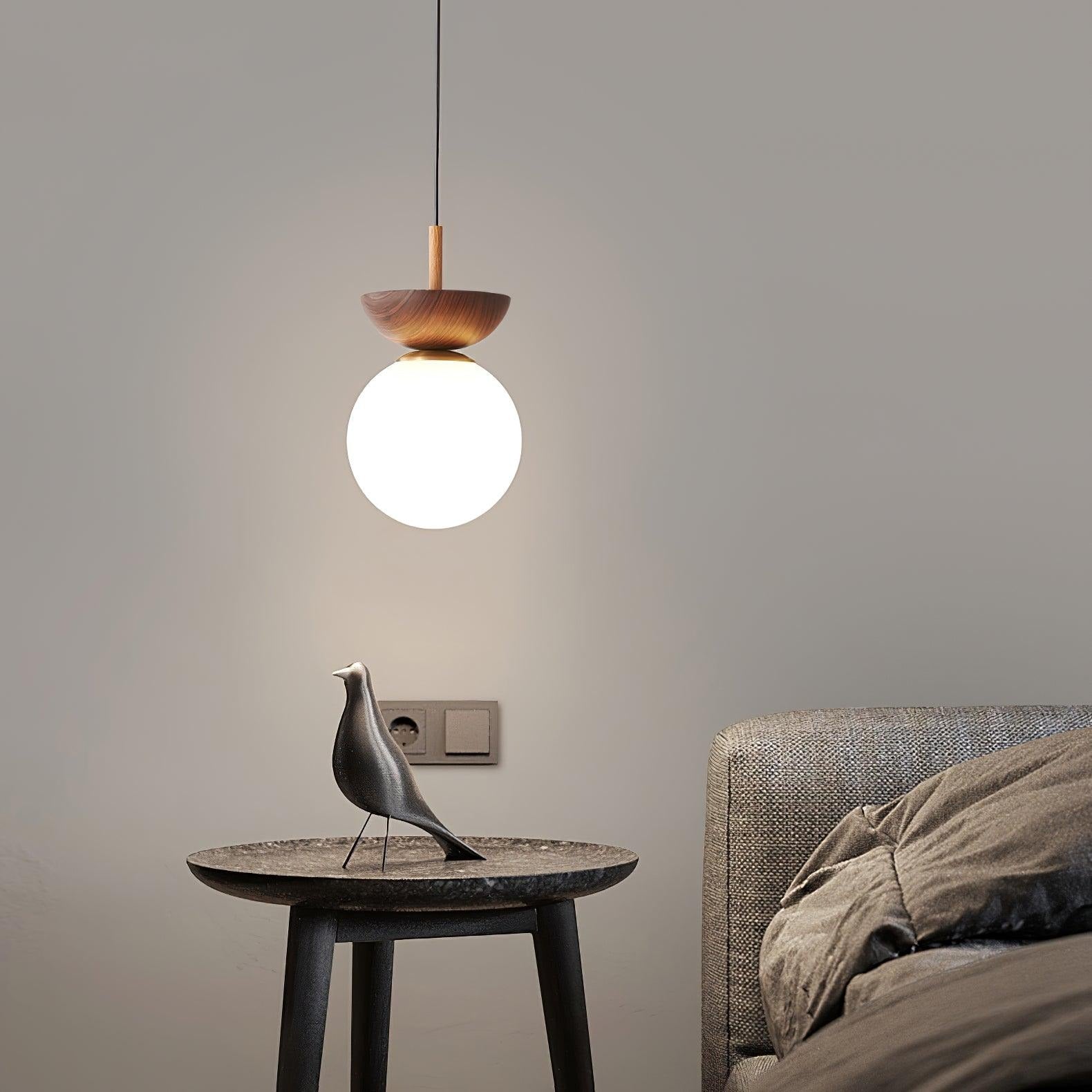 Wooden Globe Pendant Lamp