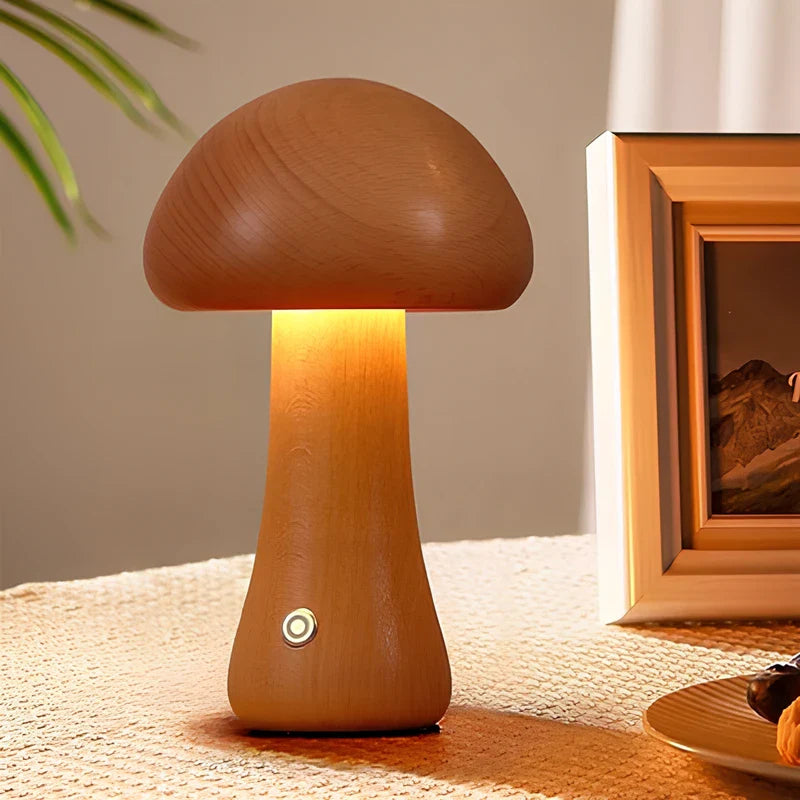 Lumishroom™ Tischlampe aus Holz