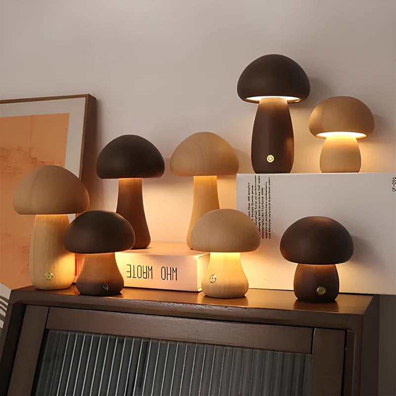 Lumishroom™ Tischlampe aus Holz