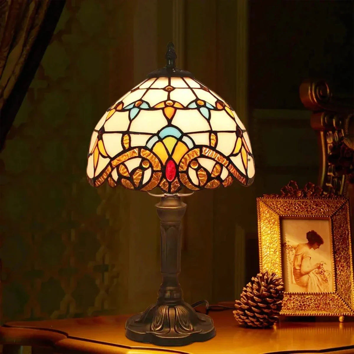 Antique Stained Glass Lamp